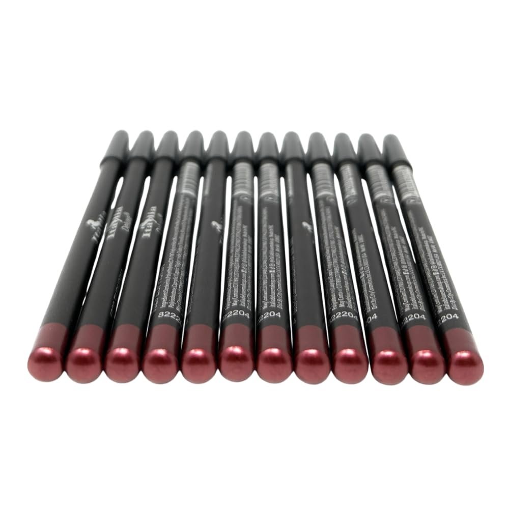 12 pcs Italia-Deluxe Ultra Fine Eyeliner, Creamy, Long Lasting, High Pigmented Pencil (1029 WINE NOT-EUPHORIA)