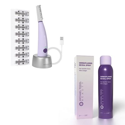 Michael Todd Beauty Sonicsmooth Dermaplane Razor - 8 Weeks of Dermaplaning Blades & Hair Identifier Spray