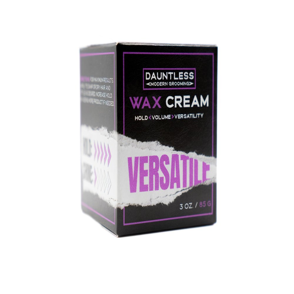 Dauntless Wax Cream  Firm Hold, Natural Finish Hair Wax for Men & Women  Vegan, Water-Rinse Formula  Multi-Use Styling Cream for Texture & Volume  3oz Cube  Fearless Scent