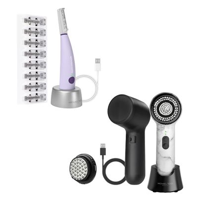 Michael Todd Beauty Sonicsmooth Dermaplane Razor with 8 Weeks of Dermaplaning Blades & Soniclear Facial Cleansing Brush