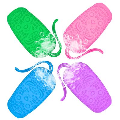 4 Bath Sponges, Silicone Body Brush Scrubber Soft Scrubber, Soap Dish 2 Sided Sensitive Skin