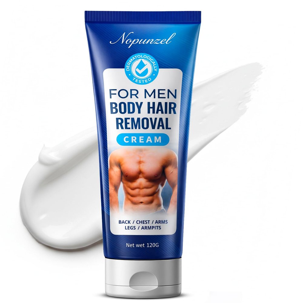 Hair Removal Cream for Men: Sensitive Depilatory Cream for Men - Body Legs Chest Underarms Intimate Areas - Vitamin E - Painless Effective Flawless Soothing Easy - Hair Remover - Gentle Formula - 120g