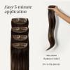 Luxy 100% Remy Human Hair Extensions for Thin Hair Thinning Hair Fill-Ins  6 Seamless Wefts Multi-Dimensional Color Blend - Natural-Looking Volume & Coverage 95 grams 20" Dimensional Honey Espresso view 2