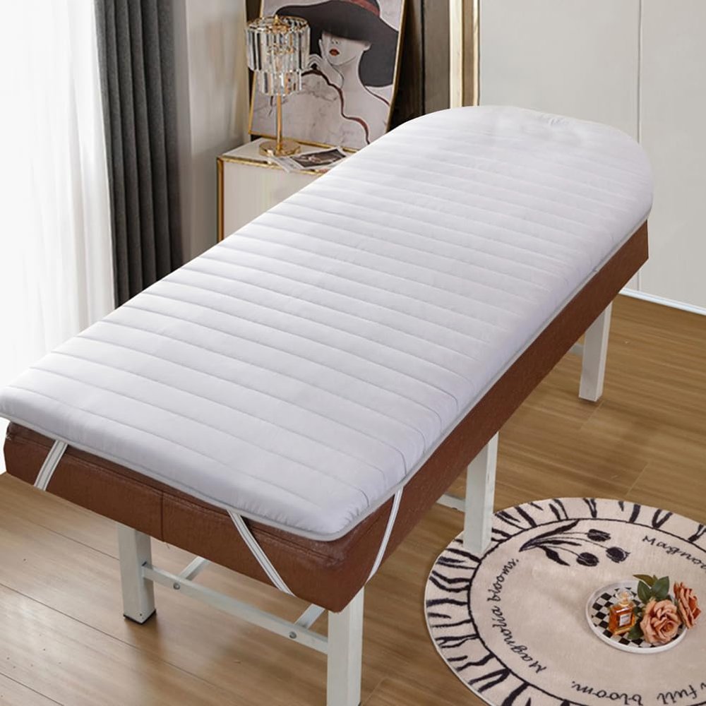 Grey(r),190 * 75cm,LDLCYCN High Density Sponge Massage Bed Pad Without Face Hole Thick 4Cm Massage Table Topper Lash Bed Cushion Non-Slip Massage Bed Mattress Pad with Elastic Band Round Head