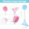 2pcs Silicone Facial Cleansing Brush, Dual-Ended Face Scrubber Exfoliator Pore Mask Cleaning Brush Lip Scrub Exfoliating for Massaging, Makeup Skincare Removal (Blue, Pink) view 2