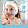 2pcs Silicone Facial Cleansing Brush, Dual-Ended Face Scrubber Exfoliator Pore Mask Cleaning Brush Lip Scrub Exfoliating for Massaging, Makeup Skincare Removal (Blue, Pink) view 3