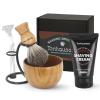 Shaving Brush Kit For Men, 4 In 1 Shaving Brushes Set Includes Badger Hair Shaving Brush, Wood Bowl, Shaving Cream and Stainless Steel Shaving Holder view 1