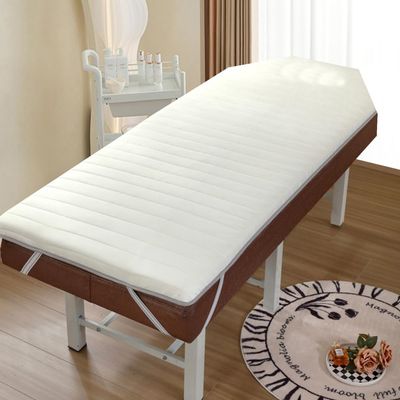 Beige(t),190 * 80cm,LDLCYCN High Density Sponge Massage Bed Pad Without Face Hole Thick 4Cm Massage Table Topper Lash Bed Cushion Non-Slip Massage Bed Mattress Pad with Elastic Band Round Head