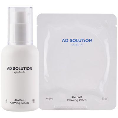 AD SOLUTION Ato Fast Calming Serum & Patch Bundle Instant Relief for Eczema-Prone, Itchy & Red Skin Cica & Panthenol for Sensitive Skin Care 1.69 Fl Oz + 10 pairs