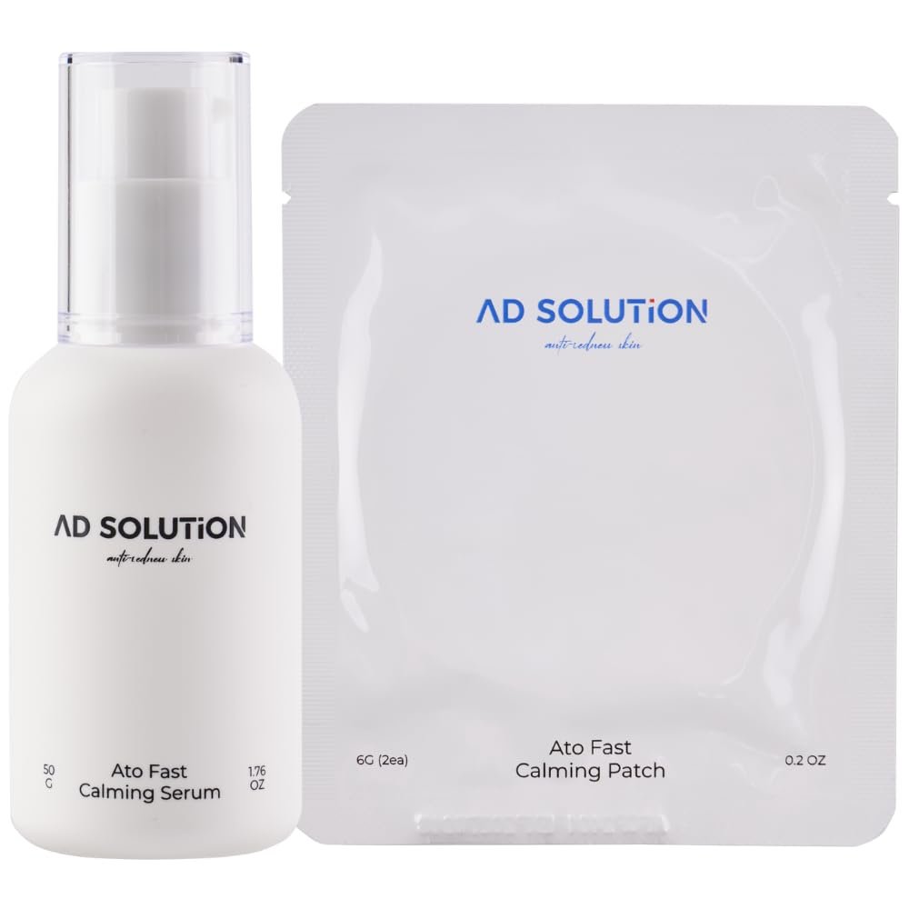 AD SOLUTION Ato Fast Calming Serum & Patch Bundle Instant Relief for Eczema-Prone, Itchy & Red Skin Cica & Panthenol for Sensitive Skin Care 1.69 Fl Oz + 10 pairs