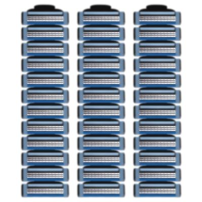 36 Blades Replacement Parts for GL-Mach 3 Style Razors (Blue), Wet Razors Men's Blades Value Packs