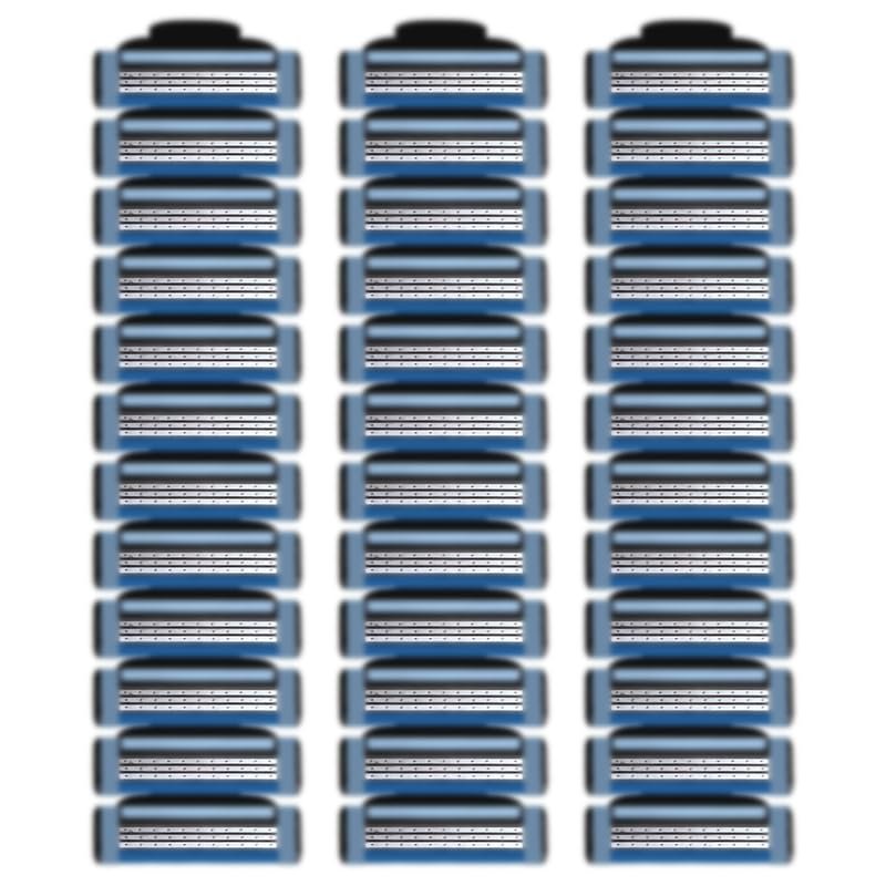 36 Blades Replacement Parts for GL-Mach 3 Style Razors (Blue), Wet Razors Men's Blades Value Packs