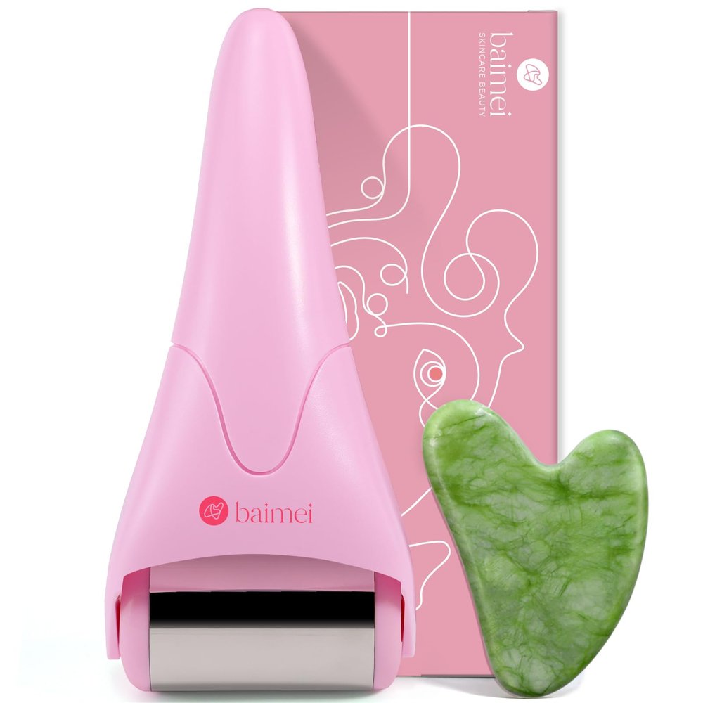 BAIMEI IcyMe Stainless Steel Ice Roller for Face & Gua Sha Facial Tools, Soothes Puffiness, Self - Care Gift for Women