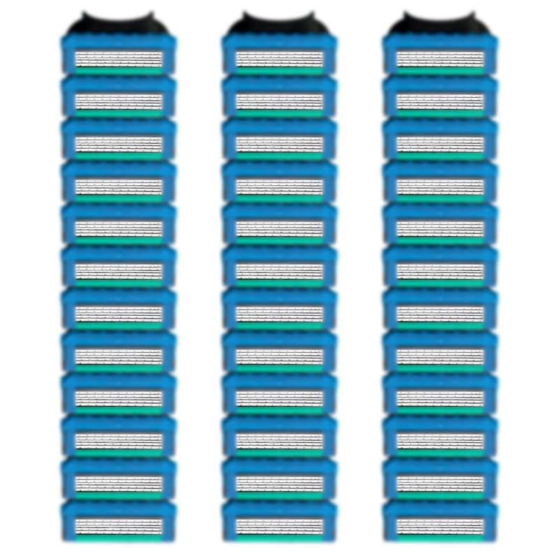 36 Blades Replacement Parts for GL-Fusion 5 Style Razors (Blue-Green), Wet Razors Men's Blades Value Packs