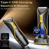 ENSSU Electric Body Hair Trimmer for Men Type-C Rechargeable, Ball Pubic Trimmer Shaver Men with LED Light, Groin Body Groomer for Man, USB Recharge Dock& 1H Fast Charge, LED Display, Black+Yellow view 2