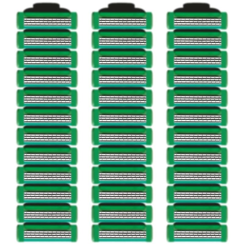 36 Blades Replacement Parts for GL-Mach 3 Style Razors (Green), Wet Razors Men's Blades Value Packs