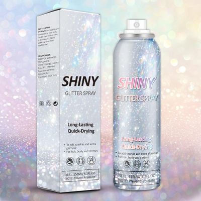 IONSGAKO Body Glitter Spray, 150ML Shiny Glitter Spray for Hair Body and Clothes, Long-Lasting Quick-Drying Holographic Ultra Fine Powder Glitter Hairspray for Festival Rave Stage Prom 5.2 Fl Oz