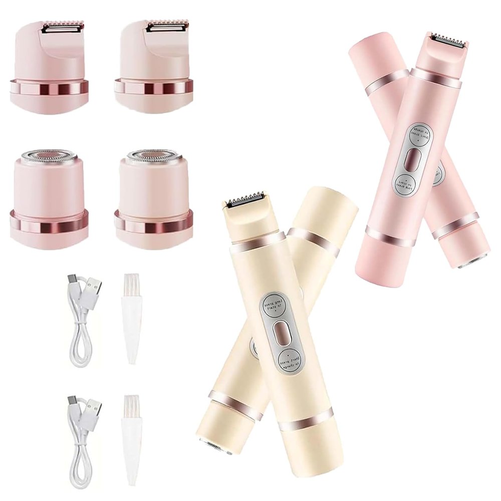 Barely Shaver, 2025 Upgraded 2-in-1 Dual-Head Cordless Electric Shavers for Women, Silky and Painless, Wet and Dry Efficient Cleaning for Legs, Arms, Underarms, Face Pubic, Hairs (Mix 2pcs)