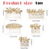 5 PCS Leaf Hair Side Combs for Women, Gold Headpiece Decorative Rhinestone Hair Comb Clips Metal French Twist Slide Comb for Women, Girls, Bride, Bridesmaid Wedding Hairs Accessories (5 Size) view 2