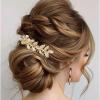 5 PCS Leaf Hair Side Combs for Women, Gold Headpiece Decorative Rhinestone Hair Comb Clips Metal French Twist Slide Comb for Women, Girls, Bride, Bridesmaid Wedding Hairs Accessories (5 Size) view 4