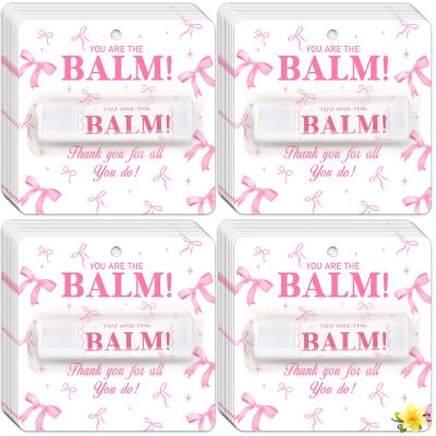 50 Pack Pink Bow Lip Balm Gifts Bulk, Moisturizing and Nourishing Lip Balm Gifts, Appreciation Bachelorette Party Favor for Women Coworker Birthday Party Supplies Decorations