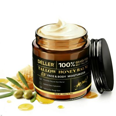 4.2 OZ Beef Tallow for Skin Face, Grass Fed Beef Tallow with Honey Bee Venom Cream Natural Tallow and Honey Balm, Deep Hydration Tallow Face Moisturizer for Dry, Sensitive & All Skin Types