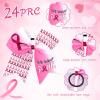 24Pcs 7 Inch Breast Cancer Awareness Cheer Bows Pink Cheer Bow Large Breast Cancer Bow Pink Ribbon Hair Bow Elastic for Teenage Women Cheerleader Charity view 3