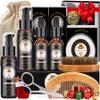 Christmas Gifts for Men,XIKEZAN Beard Care & Trimming Kit with Sandalwood Beard Oil, Wash, Conditioner, Balm,Brush,Unique Valentines Thanksgiving Birthday Gifts for Husband Dad,Mens Stocking Stuffers view 1