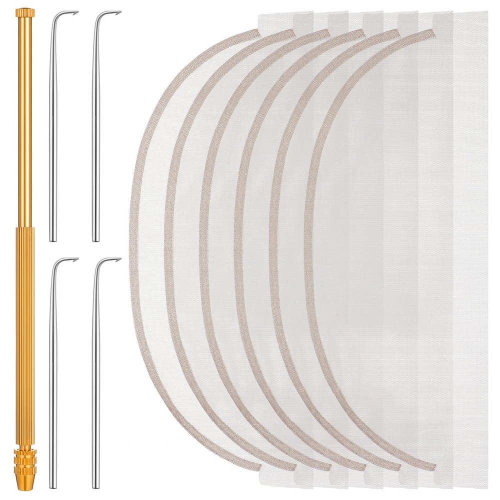 11Pcs Wig Making Kit Including 4Pcs 13  4in Wig Lace and Wigs Installation Kit - 4 Ventilating Needles and 1 Brass Ventilating Holder, Comprehensive Wigs Making Supplies for Beginners, Professionals