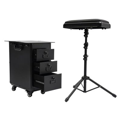 LTIGOAW 3 in 1 Tattoo Travel Case, Rolling Makeup Train Case with Tattoo Armrest Stand, Portable Beauty Trolley Case with 3 Drawers, 4 Universal Wheels and Combination Lock