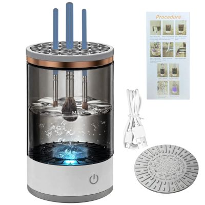 Automatic Makeup Brush Cleaner, Usb Rechargeable Cleaning Machine, Fast Drying, One-Touch Operation, Portable And Stylish, Black