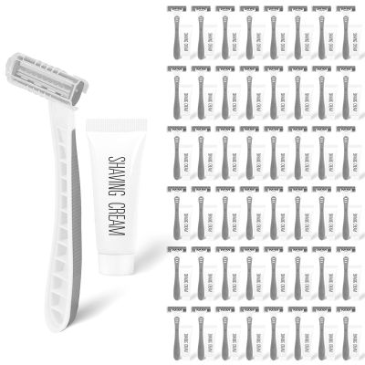 Disposable Razors Bulk, Razors Individually Wrapped Bulk, Travel Razors Bulk With 10g Shaving Cream For Hotels, Shelters, Homeless, Nursing Homes, Charities, Churches (Gray,30-PACK)