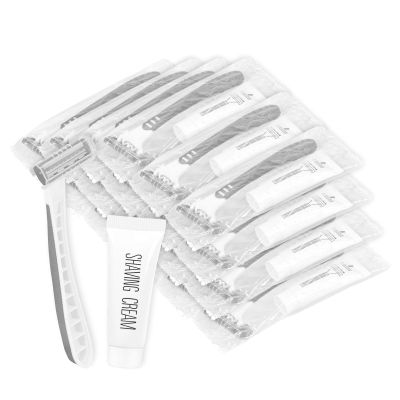 Disposable Razors Bulk, Razors Individually Wrapped Bulk, Travel Razors Bulk With 10g Shaving Cream For Hotels, Shelters, Homeless, Nursing Homes, Charities, Churches (Gray,100-PACK)