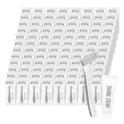 Disposable Razors Bulk, Razors Individually Wrapped Bulk, Travel Razors Bulk With 10g Shaving Cream For Hotels, Shelters, Homeless, Nursing Homes, Charities, Churches (Gray,50-PACK)
