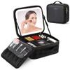 Cosmetic Storage Bag With Mirror, Travel Makeup Case With Customizable Compartments And Lighted Mirror view 1