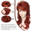 Ailsa Mullet Wig for Women - Copper Red Long Wavy Synthetic Wig with Bangs - Ginger Retro Rock Diva Costume Halloween Party Cosplay Hair (350#, 20inch) view 2