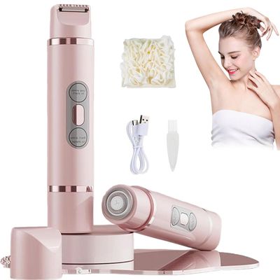 Shaver for Women, Razor, 2 in 1 Painless Bikini Hair Trimmer, 2-in-1 Dual-Head Cordless Electric Shaver for Women, Wet and Dry Efficient Cleaning for Legs, Arms, Underarms (Pink)