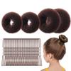 34PCS/Set Hair Bun Maker, 4 Sizes Coffee Hair Bun Donut with Bobby Pins for Kids Girls Donut view 1