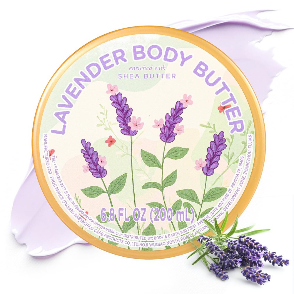 puresoak bath Lavender Body Butter, Natural Body Butter for Men Women Smell Good, Lavender Scented Shea Butter Body Cream, Body Moisturizer for Dry Skin 6.8 floz