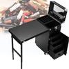Rolling Manicure Table,Foldable Nail Table Makeup Train Case,Lockable Cosmetic Vanity Case,with Storage (Black) view 1