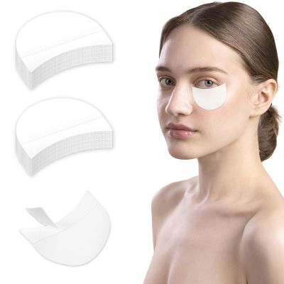 100 Pcs Eyeshadow Shields, Eyeshadow Makeup Tape Professional Stencil Patches Lint-Free Gel Under Eye Pads, Half-Moon Shape for Eyelash Extensions, Eyeliner, Lip Tinting Makeup, Prevents Residue