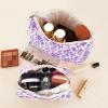 2Pcs Quilted Makeup Bag Set Flower Cute Pencil Case Large Small Travel Makeup Pouch Set for Women Coquette Makeup Bag Aesthetic Cotton Cosmetic Bag Purple Toiletry Organizer Storage Bag Zipper Pouch view 2