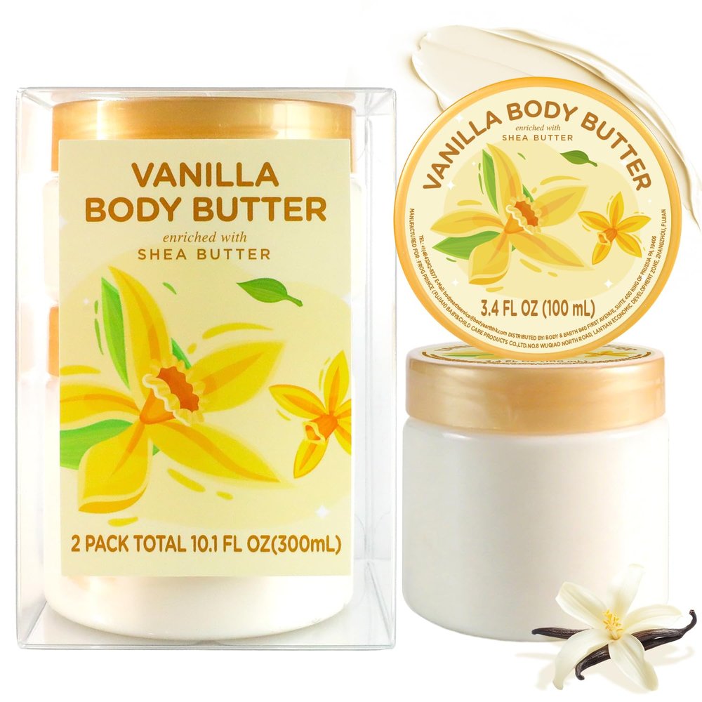 puresoak bath Vanilla Body Butter, Vanilla Scented Body Care, Natural Shea Body Butter for Skin, Body Care for Deep Moisturizing and Hydrating