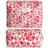 2Pcs Quilted Makeup Bag Set Flower Cute Pencil Case Large Small Travel Makeup Pouch Set for Women Coquette Makeup Bag Aesthetic Cotton Cosmetic Bag Hot Pink Toiletry Organizer Storage Bag Zipper Pouch view 1
