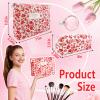2Pcs Quilted Makeup Bag Set Flower Cute Pencil Case Large Small Travel Makeup Pouch Set for Women Coquette Makeup Bag Aesthetic Cotton Cosmetic Bag Hot Pink Toiletry Organizer Storage Bag Zipper Pouch view 3