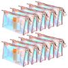 10 Pcs Iridescent Makeup Bag Clear Holographic Makeup Bag Bulk Portable Waterproof PVC Zipper Toiletry Travel Makeup Bags for Women Mother's Day Bride Bridesmaids Gifts Pink view 1