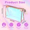 10 Pcs Iridescent Makeup Bag Clear Holographic Makeup Bag Bulk Portable Waterproof PVC Zipper Toiletry Travel Makeup Bags for Women Mother's Day Bride Bridesmaids Gifts Pink view 2