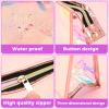 10 Pcs Iridescent Makeup Bag Clear Holographic Makeup Bag Bulk Portable Waterproof PVC Zipper Toiletry Travel Makeup Bags for Women Mother's Day Bride Bridesmaids Gifts Pink view 3