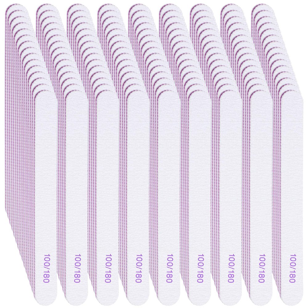 200 Pcs Nail Files, 100/180 Grit Double Sided Emery Boards, Reusable Washable Nail Files for Acrylic Natural Gel Nails, Professional Manicure Pedicure Tools for Home Salon
