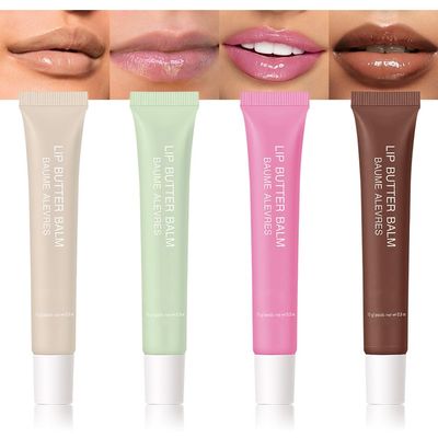 4 PCS Butter Lip Balm  Ultra-Hydrating Lip Care with Shea Butter & Olive Oil, Soothes Dry Lips with Natural Tint & Gloss Effect, Lip Plumper Moisture & Light Lip Stain Finish Set 03